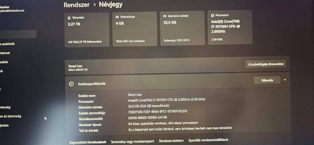 Vând Laptop Acer Nitro 32 GB AN515-55