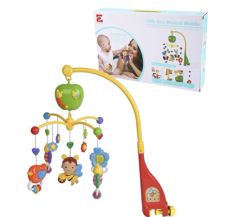 Мобиль от 0+  музыкальный и  яркие игрушки