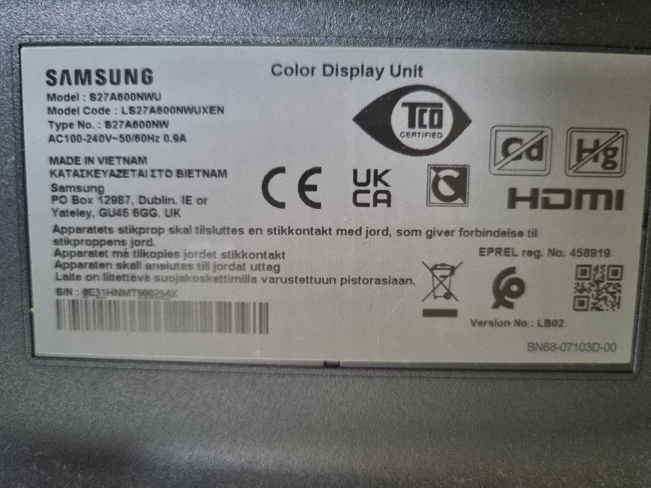 Monitor LED Samsung 27 WQHD DisplayPort S27A600NWU (1800lei la Emag!)