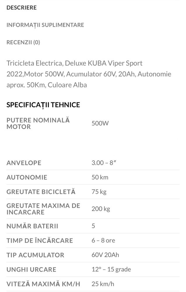 Tricicleta Cuba Viper Sport