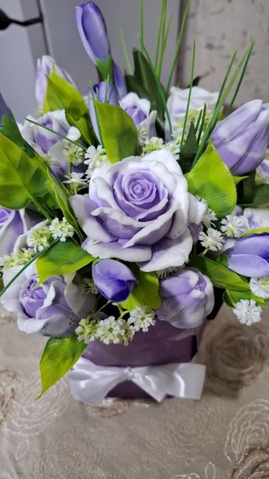 Нежный мыльный букет в феолетовых оттенках