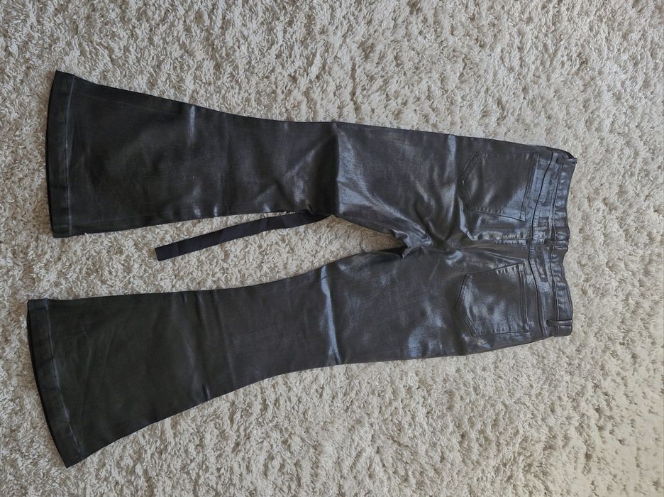 Rick Owens type black waxed jeans bolanbanana bootcut