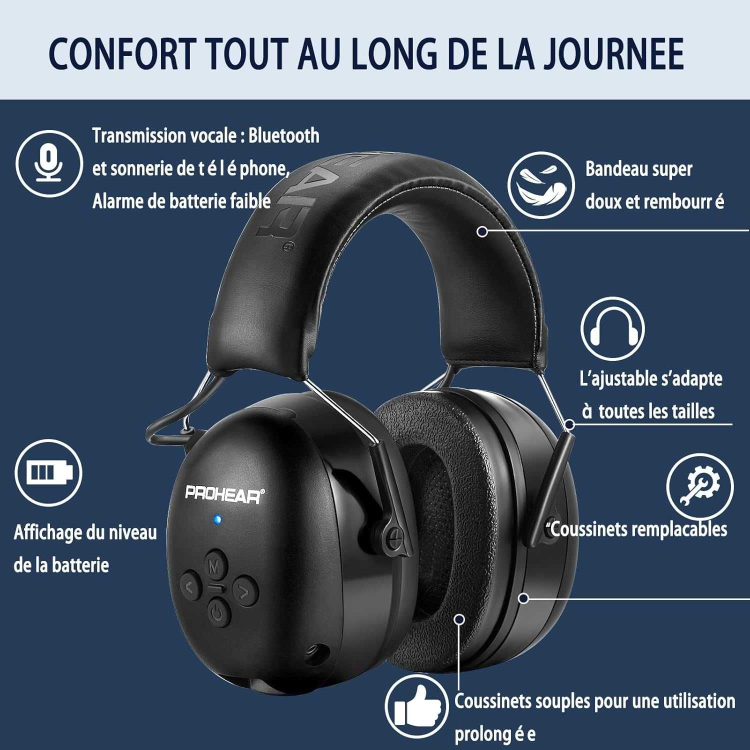 Защитни слушалки антифони PROHEAR 037 Bluetooth 5.0