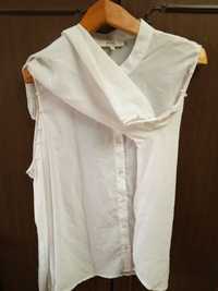 Блузка белая, 50 размер, открытые плечи, шифоновая