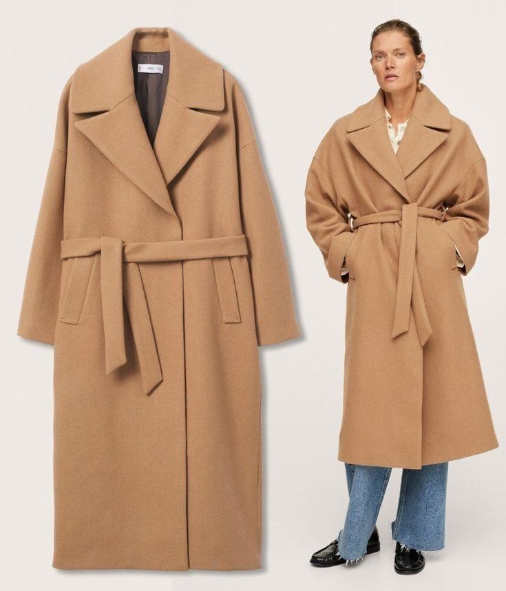Вълнено палто Mango Camel Premium Wool