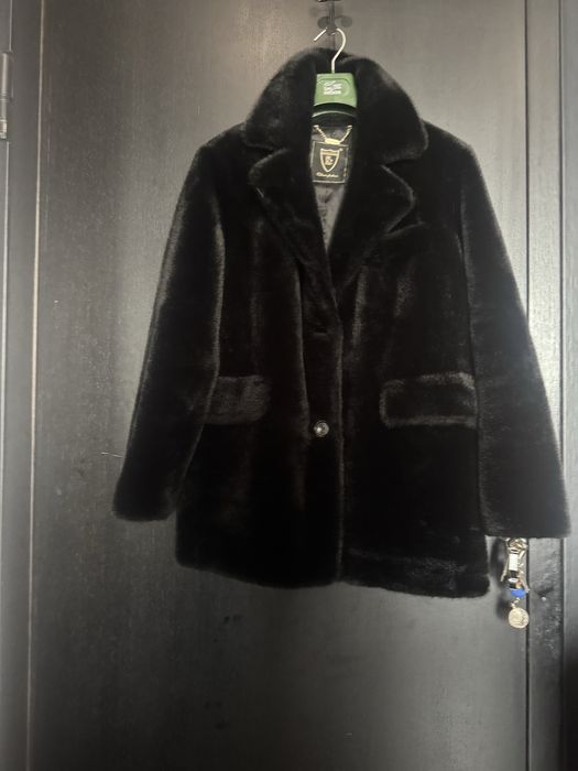 Палто faux fur от вълна и ангора