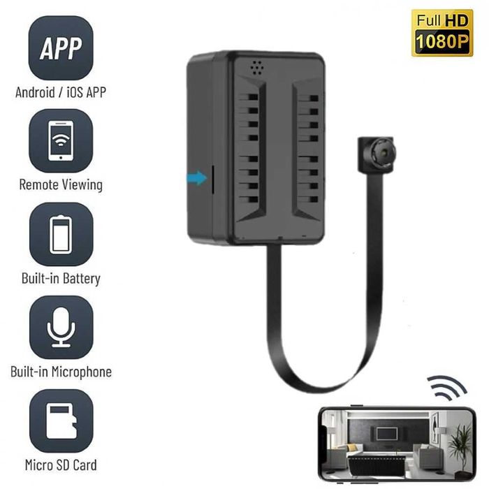 Mini Camera de Supraveghere 4G, X7B, Full HD,Unghi larg 120°, SIM Slot