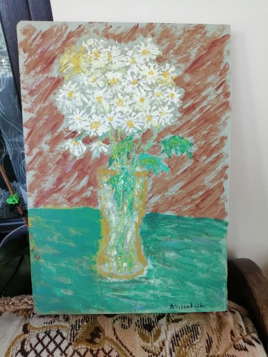 Acuarela originala Karl Meisenbach (1898 - 1976) - Vaza cu narcise