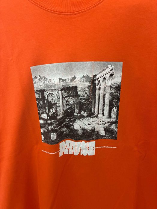 Tricou Portocaliu Barbati H&M imprimeu " Athena " , Marimea S -EUR38-