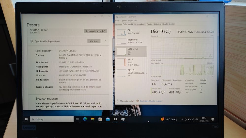 Laptop Lenovo Thinkpad T490 (Tester Auto)_4G SIM_i5 8265U, 16GB RAM_