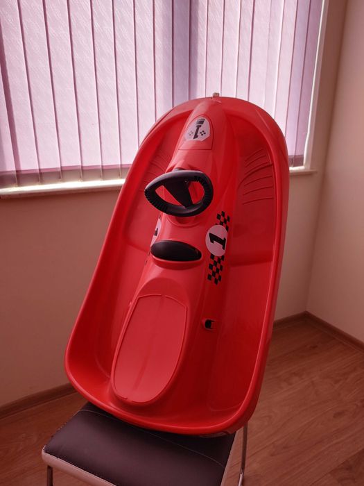 Детска шейна с кормило и спирачка SnowPower - червена