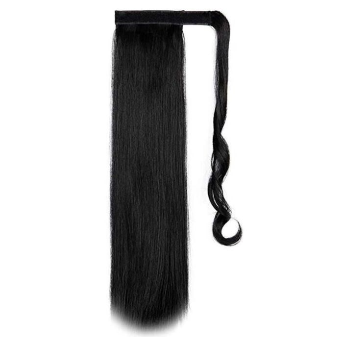 Coada par Neagra 85 cm lungime, cu șuviță laterala, extensii și cozi