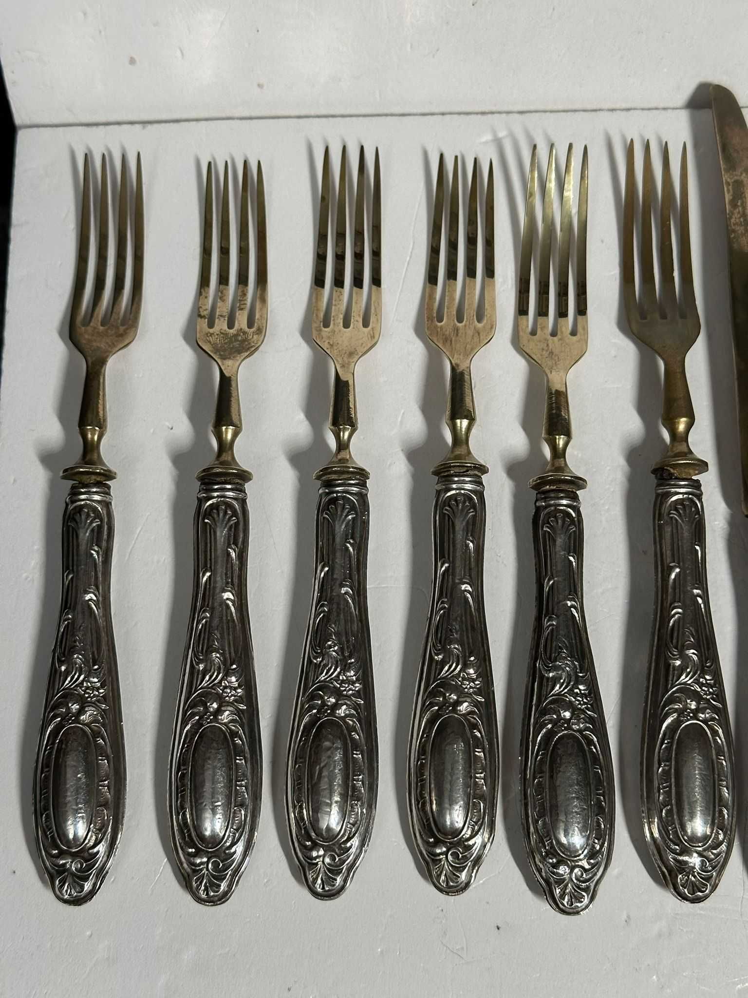 SET TACAMURI - 6 FURCULITE + 6 CUTITE - ARGINT 800 -Vintage -3.5lei/gr