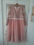 Rochie roz dantela cu paiete pt banchet