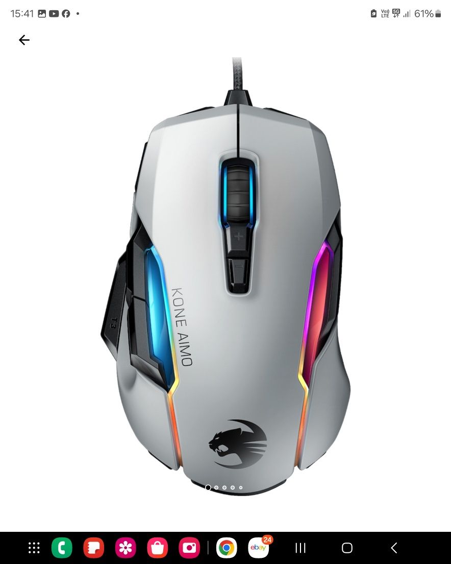 ТОП Геймърска Мишка Roccat Kone AIMO, в бяло
Кратко описание
Снимки