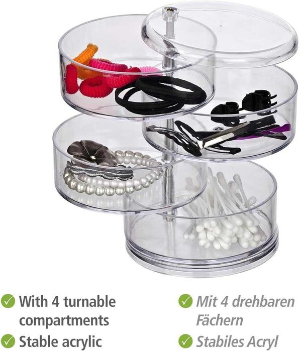 Прозрачен органайзер за козметика Wenko DE – 4 отделения, акрил НОВ DE