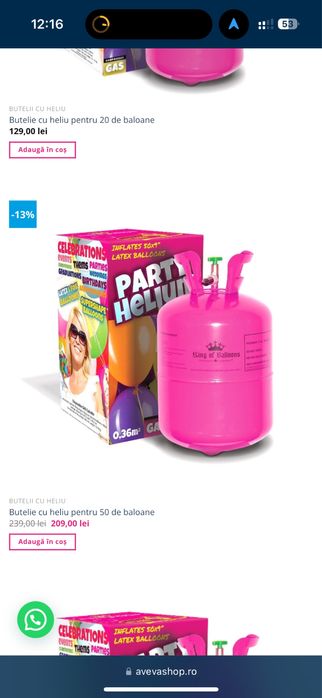 Reduceri butelie heliu 50 baloane noi sigilate garantie oferta