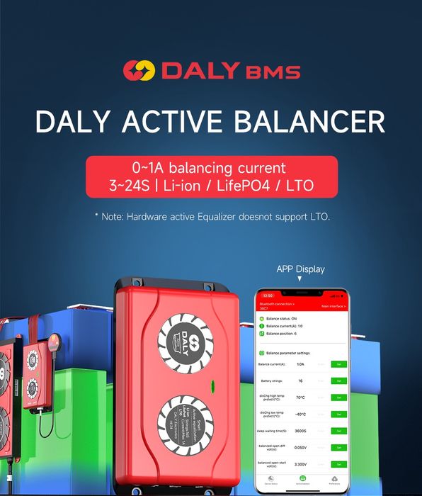 DALY BMS Bluetooth 1А, 7S, 24 V - балансьор за зареждане на батерии.