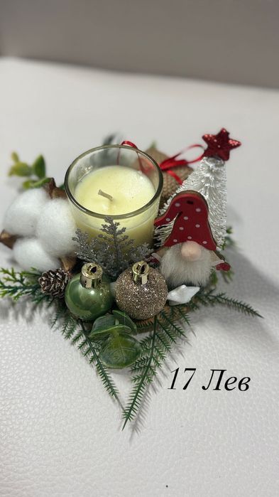 ръчно изработена коледна свещ