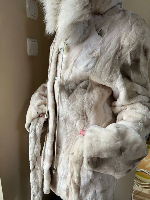 Haină din blană naturală de nurcă – model patchwork S-M