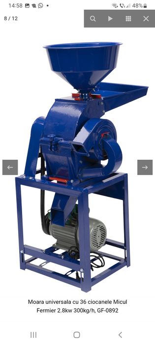 Vând Moară cu 36 ciocanele, ce macină : Lucernă, Porumb,Grâu  etc.