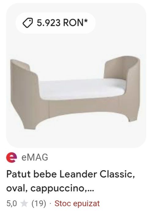 Vând pătuț Leander lemn  original,cu saltea bambus+husă impermeabilă