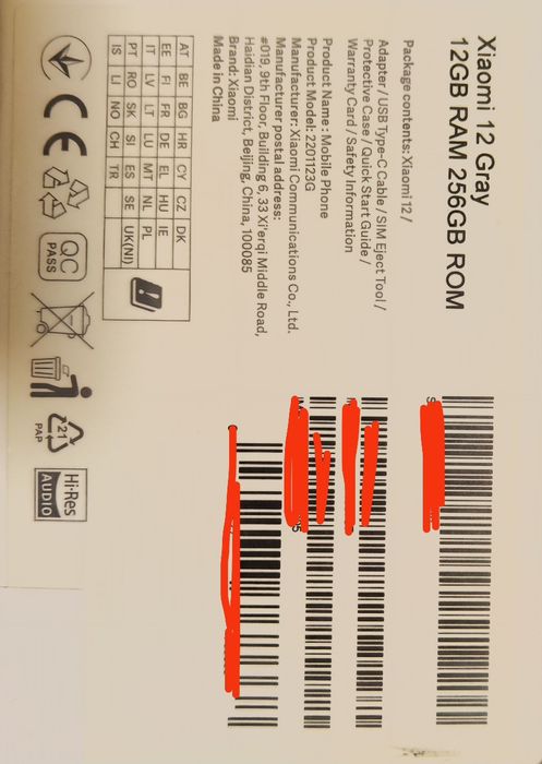 Xiaomi 12 (12GB RAM, 256GB ROM) 5G