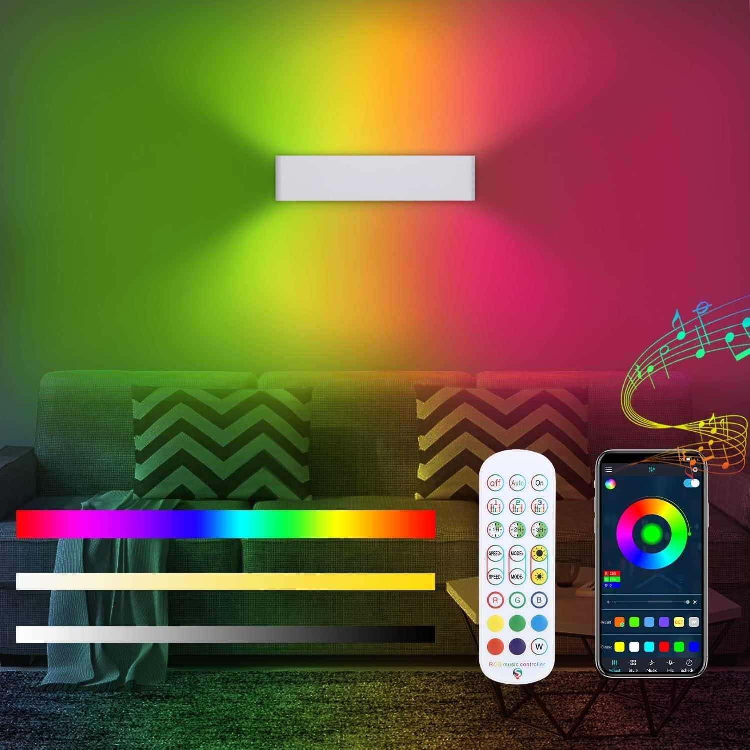 НОВА! Смарт RGB димируемa LED стенна лампа с дистанционно управление