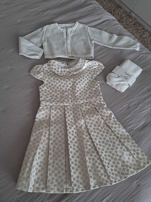 Официален сет рокля,жилетка и чорапогащник 12-18 мес 86-92 см C&A