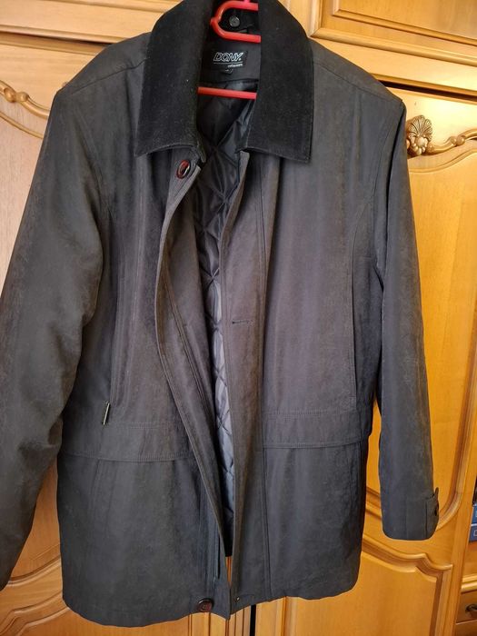 parka barbati marimea 48 bleumarin gri cu negru la guler