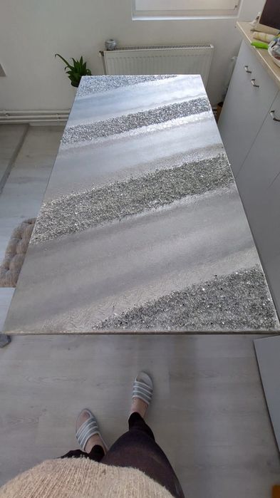 Tablou vopsea acrilica si sticla sparta