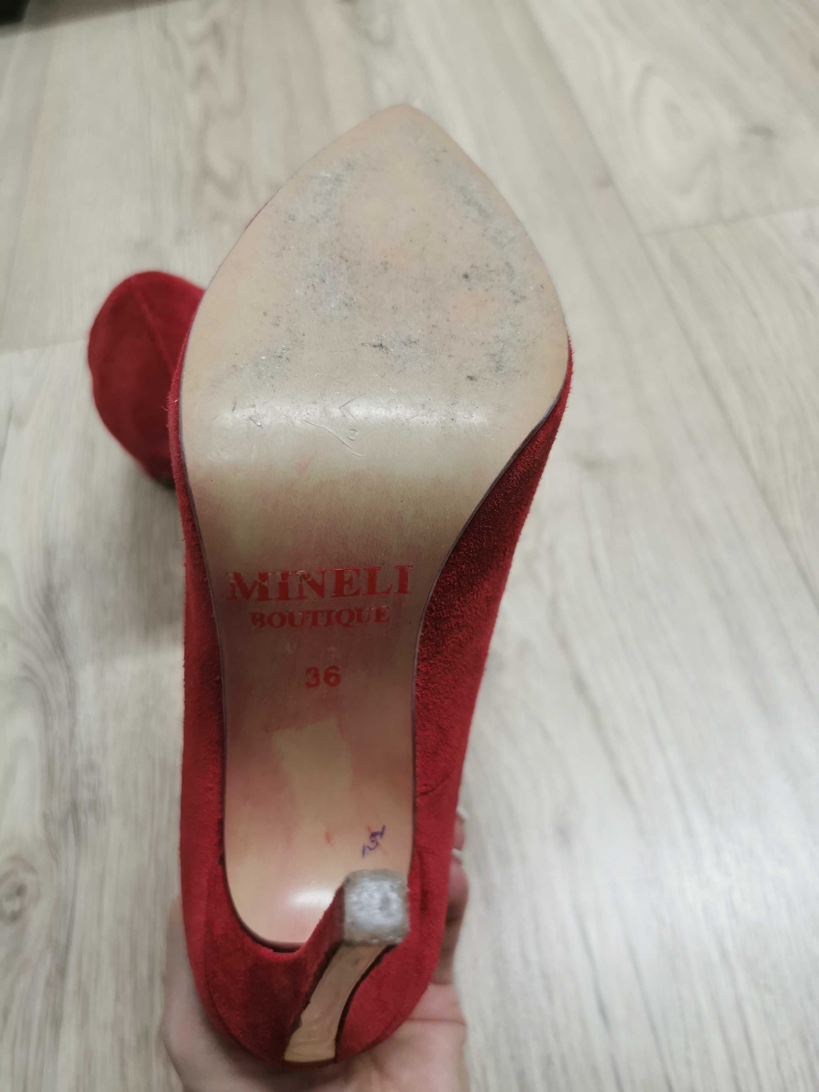 Pantofi stiletto din piele întoarsă, marca Mineli, 36
