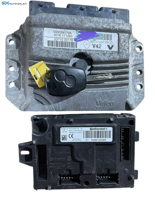 Kit Pornire ECU Calculator Motor Calculator Confort Chei Cheie CIP Imobilizator Dacia Logan 2 1.2 Benzina 2012 - 2020 Cod 237102071R V29034179A 3076171260 284B14559R [LR0060] [LR0061]