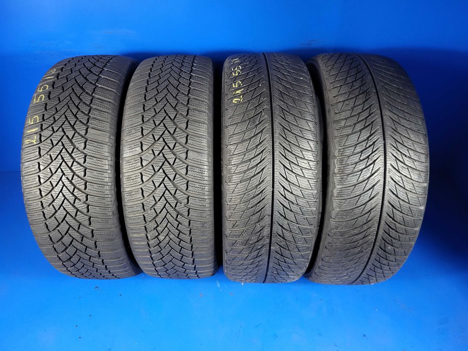 Vand 4 anvelope m+s 215 55 18 Michelin +Bridgestone foarte foarte bune