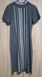 Rochie pana la genunchi, gri cu model geometric, M-L
