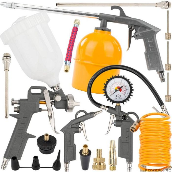 Kit pentru compresor, accesorii, pistol umflat, suflat, 18 piese,