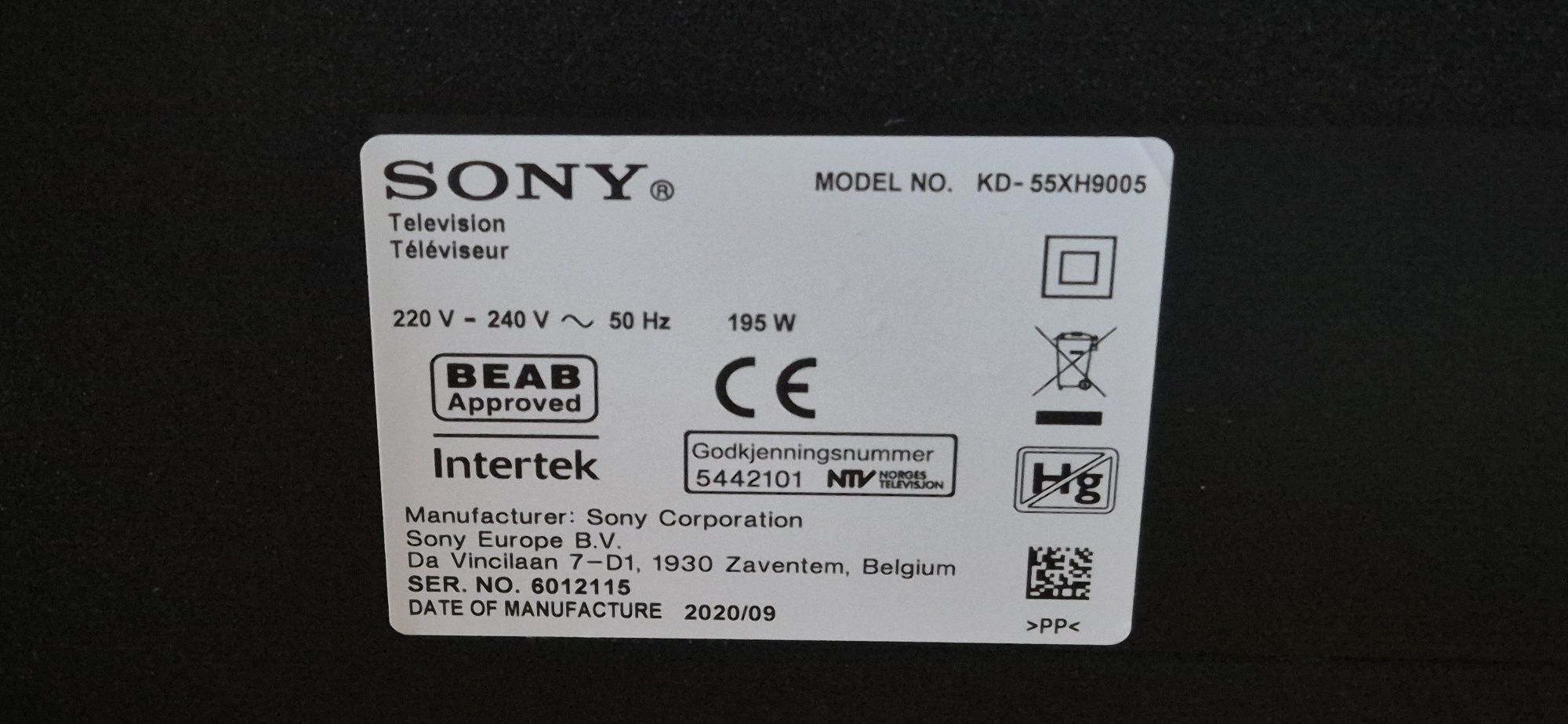 Sony KD-55XH9005 Android, 4k, UltraHD, Smart, WiFi
