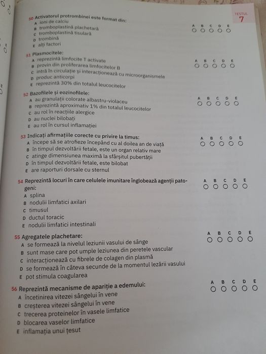 Teste-grila anatomie și fiziologie umana , editura artklett