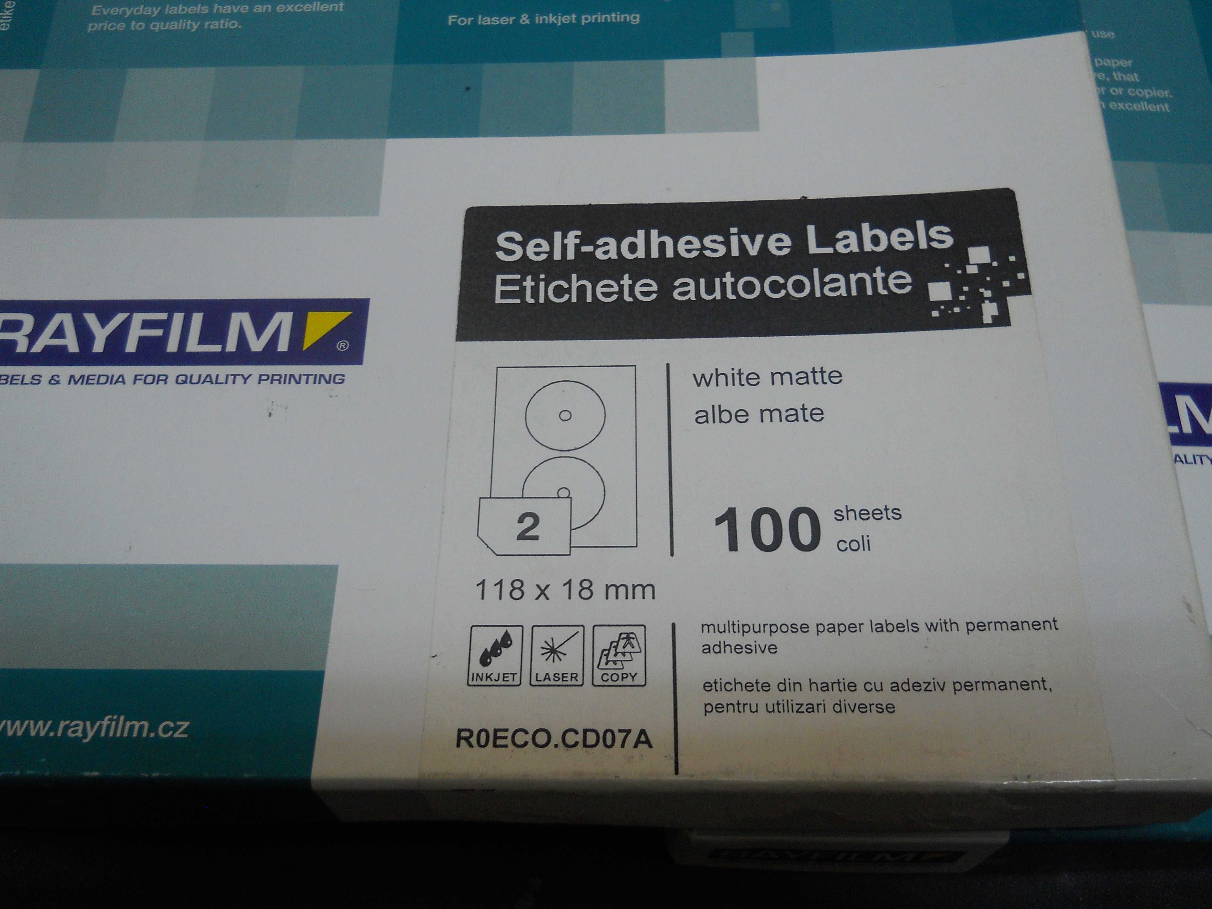 Etichete autoadezive pentru CD /DVD 118x18mm