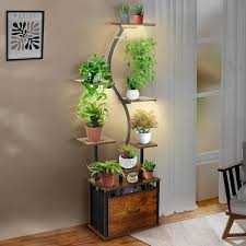 многоуровневая напольная подставка для растений с подсветкой и ящиком