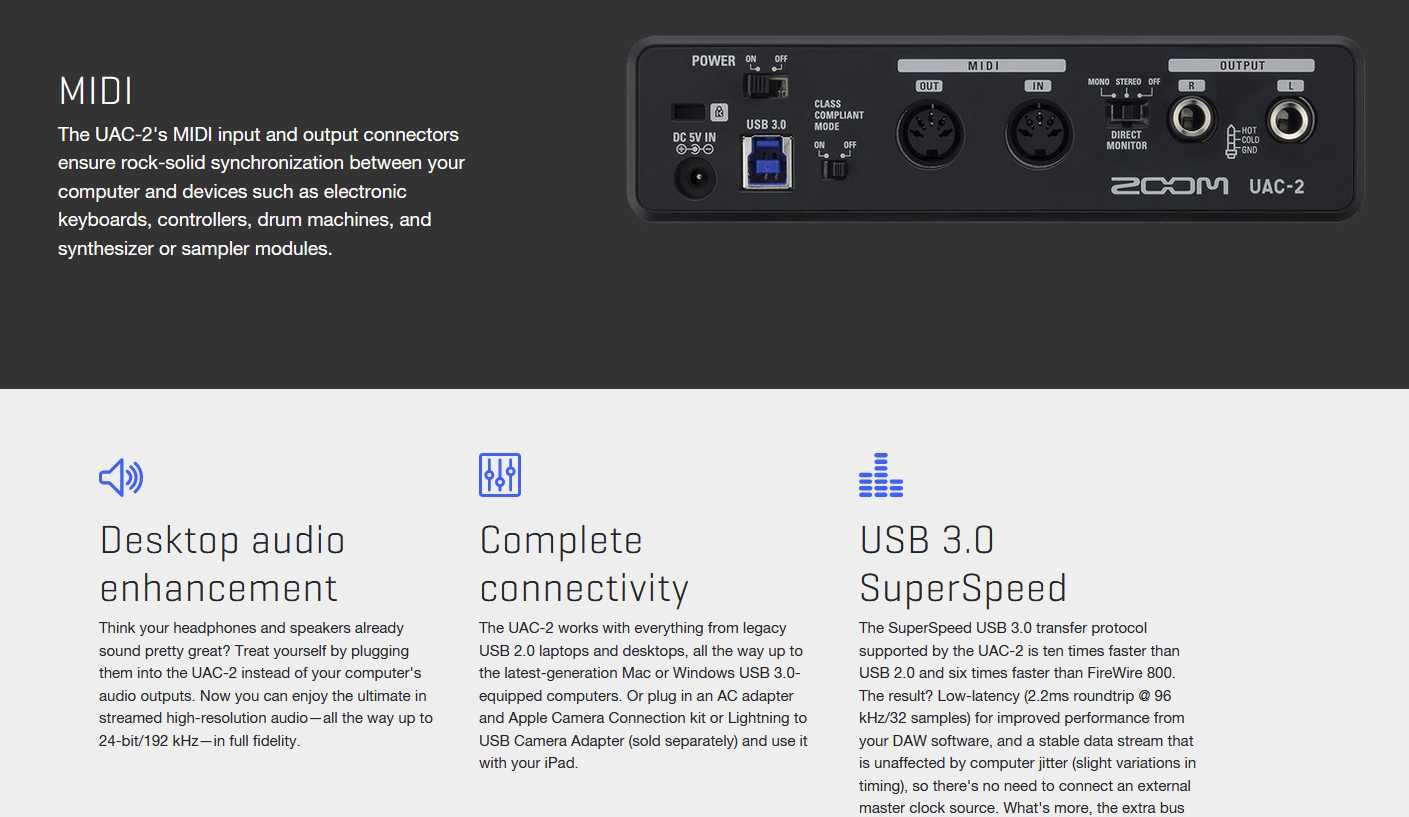 Interfata audio profesionala HiFi/streaming/webcasting Zoom UAC-2 USB
