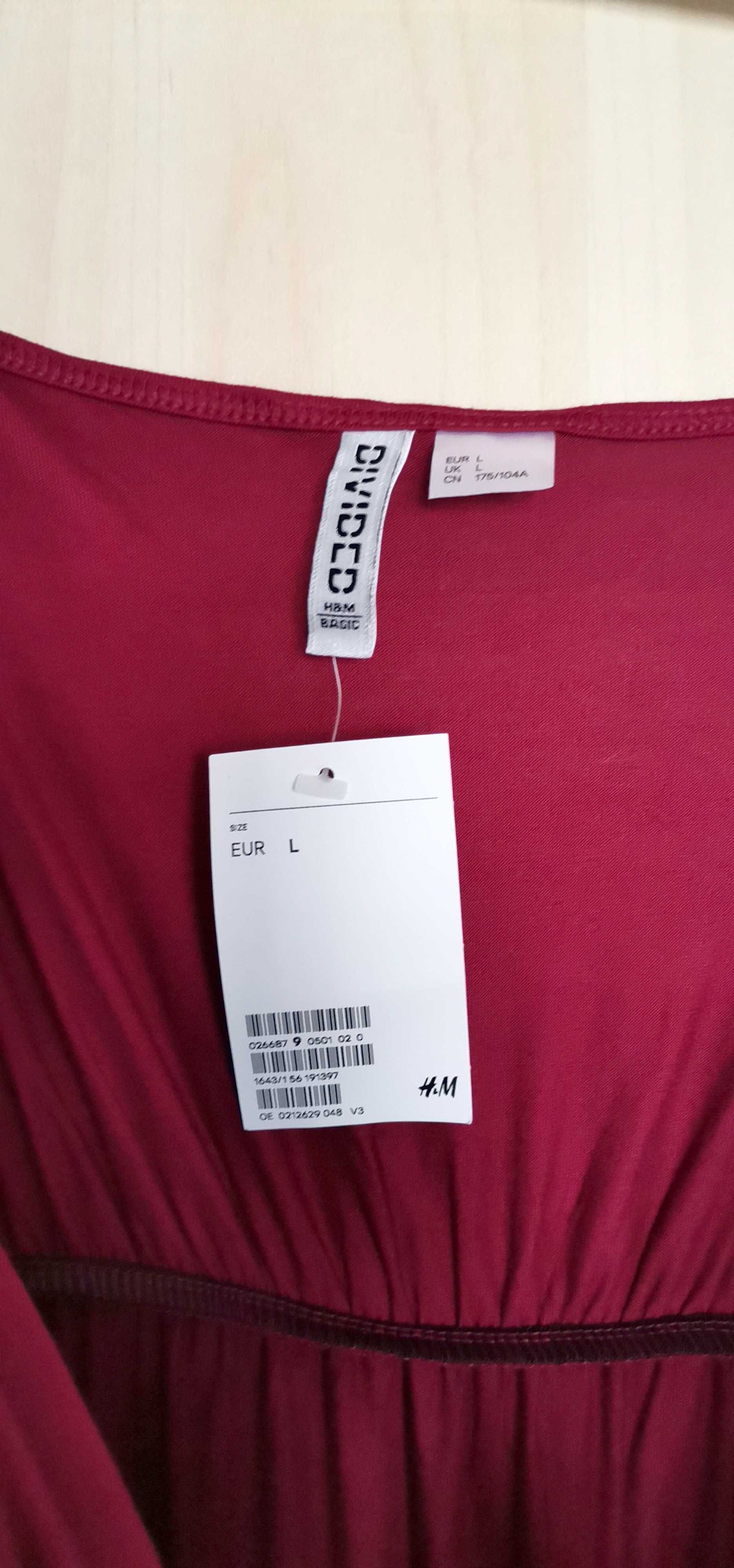Rochie dama maxi H&M marimea L bretele subtiri Roșu-burgund NOUA