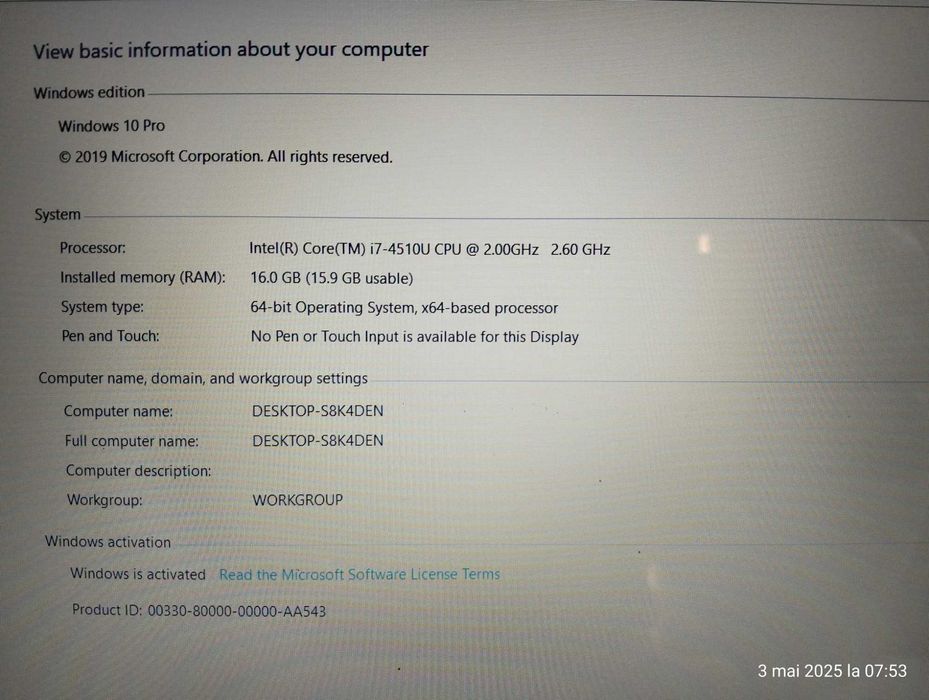 Lenovo ca NOU! i7, 16Gb Ram,Placa video 4Gb Geforce Nvidia