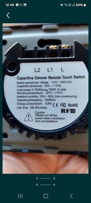 Intrerupatoare tactile dimmer variator tensiune negre cu telecomandă