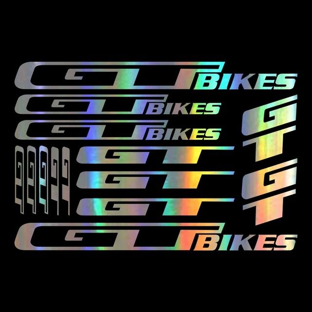 Set coală 14 stikere GT BIKES reflectorizante cameleon bicicleta cadru