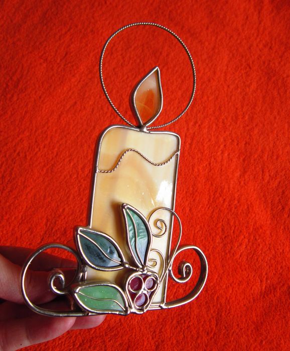 Craciun suport festiv vitralii Tiffany Art Deco vintage 1980