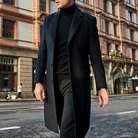 Palton slim 52 XL XXL premium Rene Lezard lana negru
