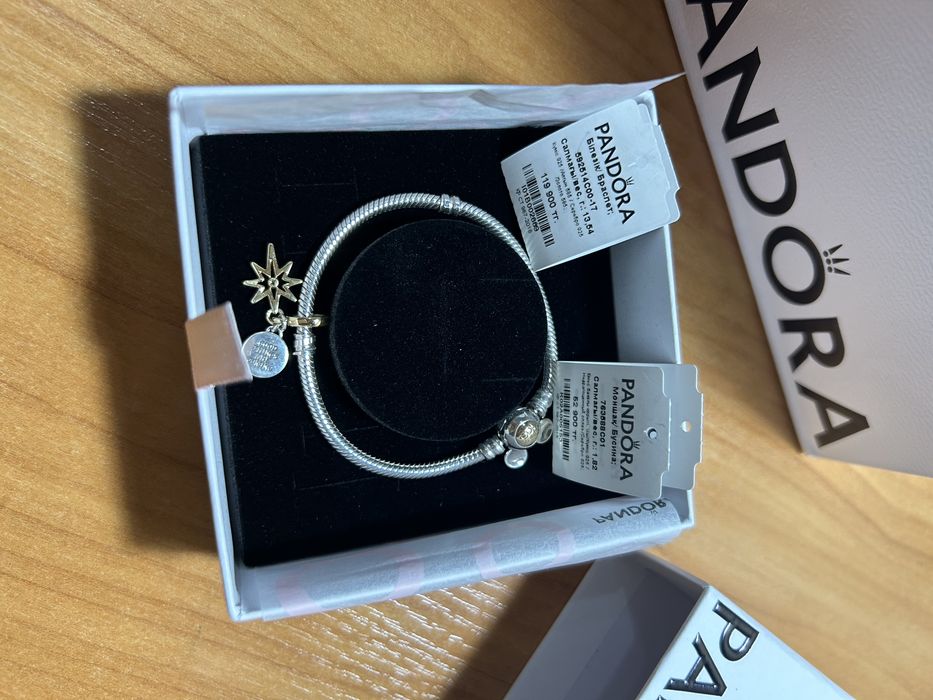 Браслет пандора серебро с золотом