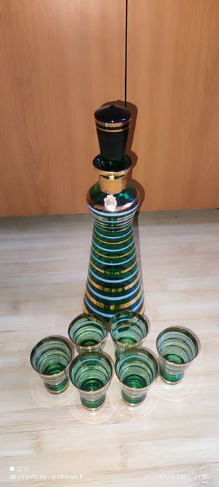 Set sticla + 6 pahare Vintage anii 60