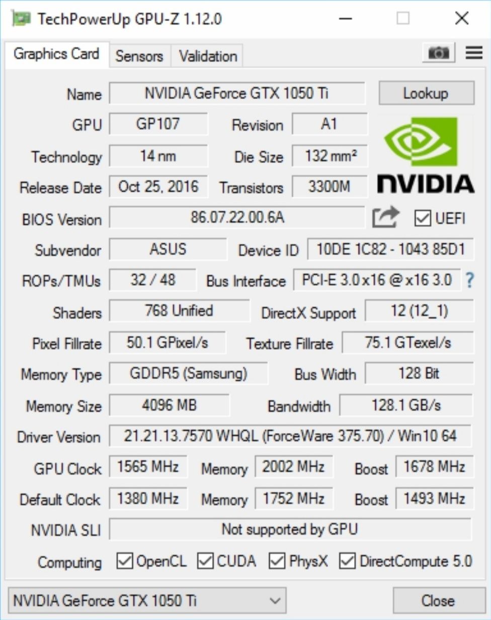 Видеокарта 1050 ti